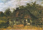 Vincent Van Gogh Farmhouse and Woman with Goat USA oil painting artist